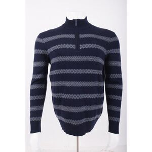 Vineyard Vines Mens Fair Isle Quarter Zip Sweater Pullover Size S Navy Blue NWT